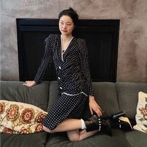 Vintage Black and White Polka Dot Dress